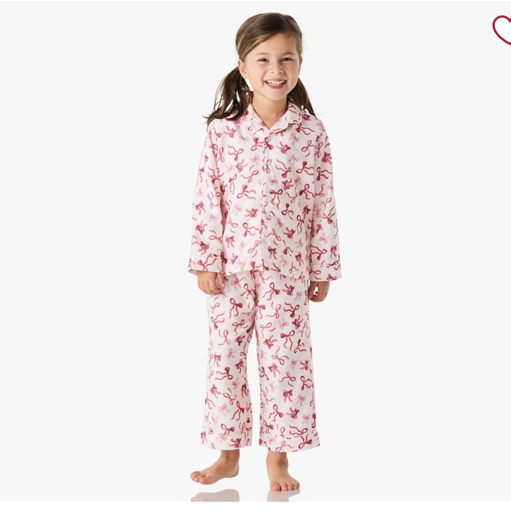 Pottery Barn Kids Holiday Bows Flannel Pajama Set Girls Size 8